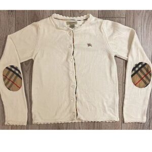 Burberry Kids Girls Cardigan Sz 10y Print Elbows Sweater Made In Italy
